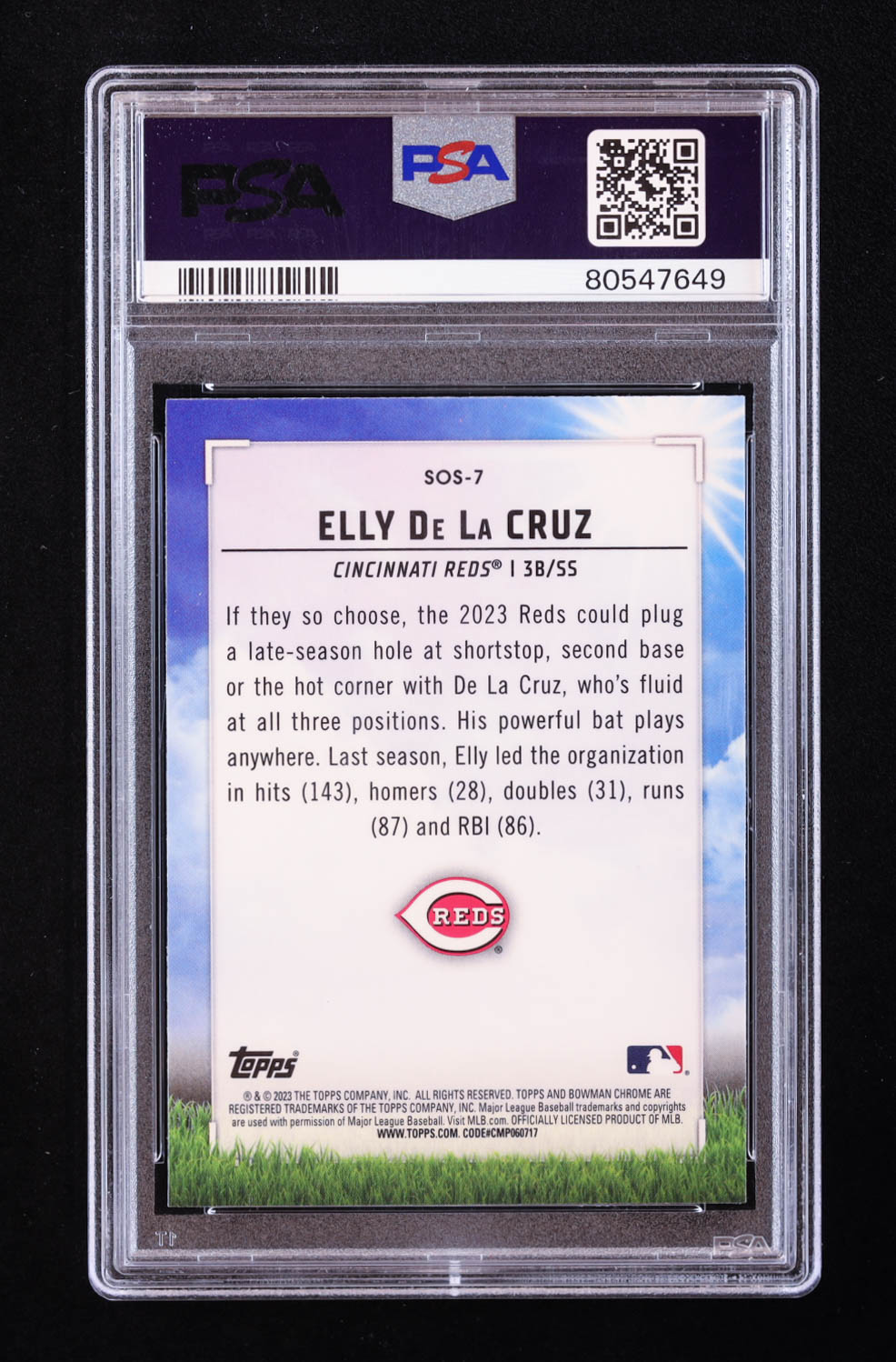 Elly De La Cruz 2023 Bowman Chrome Sights on September #SOS7 RC (PSA 10) at PristineAuction.com Elly De La Cruz 2023 Bowman Chrome Sights on September #SOS7 RC (PSA 10) at PristineAuction.com