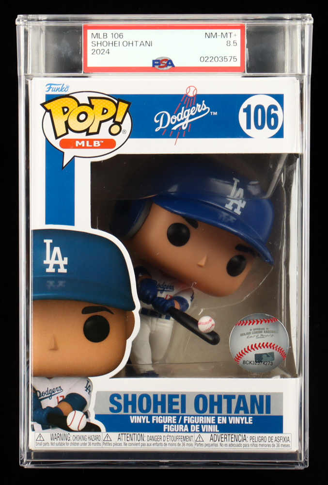 Shohei Ohtani "Los Angeles Dodgers" Funko Pop! MLB #106 Vinyl Figure (PSA 8.5) at PristineAuction.com Shohei Ohtani "Los Angeles Dodgers" Funko Pop! MLB #106 Vinyl Figure (PSA 8.5) at PristineAuction.com
