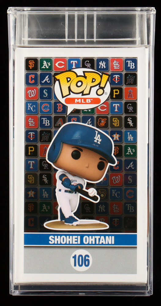 Shohei Ohtani "Los Angeles Dodgers" Funko Pop! MLB #106 Vinyl Figure (PSA 8.5) at PristineAuction.com Shohei Ohtani "Los Angeles Dodgers" Funko Pop! MLB #106 Vinyl Figure (PSA 8.5) at PristineAuction.com