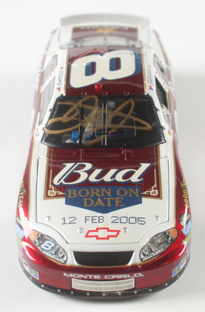 Dale Earnhardt Jr. Signed NASCAR #8 Budweiser / Bud Shootout / Born On Date Feb 20 2005 Monte Carlo - 1:24 Premium Diecast Car (Dale Jr.) at PristineAuction.com Dale Earnhardt Jr. Signed NASCAR #8 Budweiser / Bud Shootout / Born On Date Feb 20 2005 Monte Carlo - 1:24 Premium Diecast Car (Dale Jr.) at PristineAuction.com