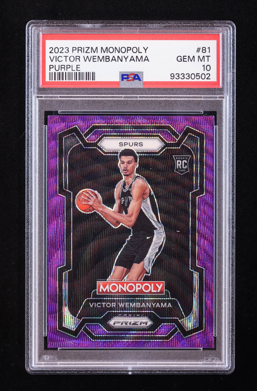 Victor Wembanyama 2023-24 Panini Prizm Monopoly Purple #81 RC (PSA 10) at PristineAuction.com Victor Wembanyama 2023-24 Panini Prizm Monopoly Purple #81 RC (PSA 10) at PristineAuction.com