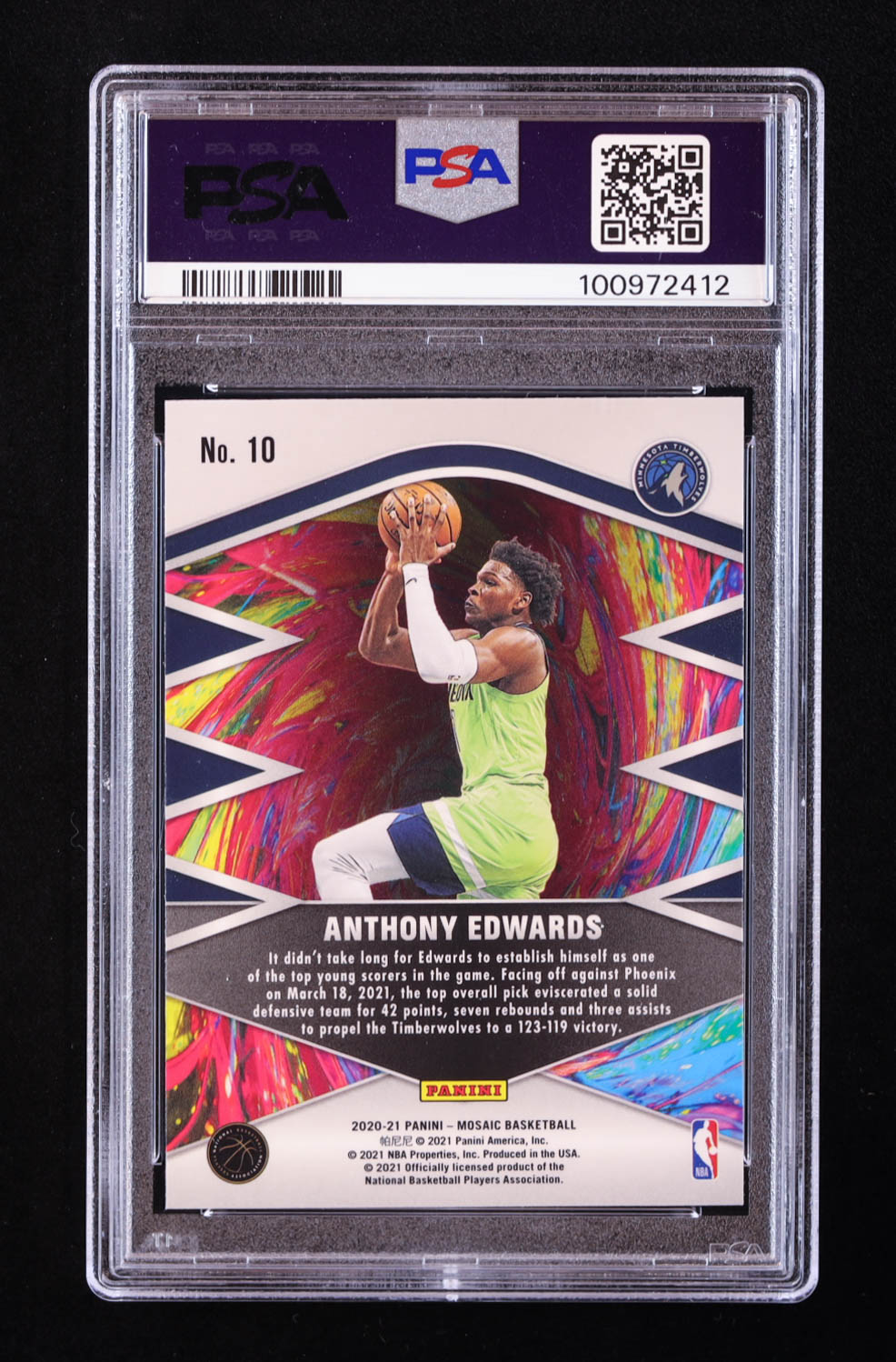 Anthony Edwards 2020-21 Panini Mosaic Introductions #10 RC (PSA 10) at PristineAuction.com Anthony Edwards 2020-21 Panini Mosaic Introductions #10 RC (PSA 10) at PristineAuction.com
