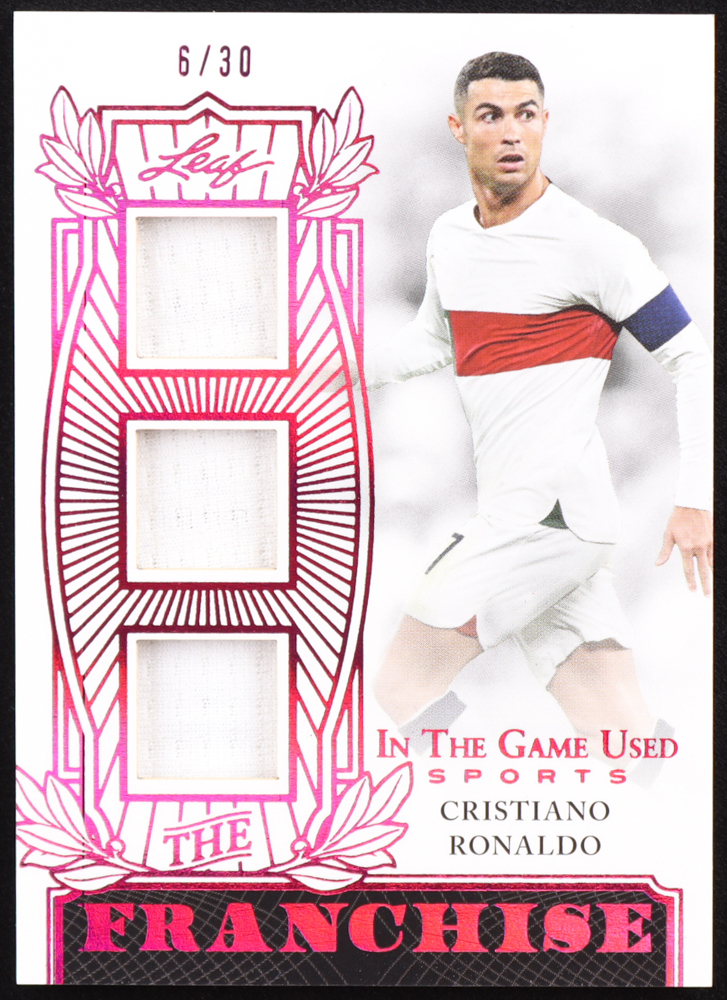 Cristiano Ronaldo 2024 ITG Used Sports The Franchise Memorabilia Spectrum Pink #TFCR1 #6/30 at PristineAuction.com Cristiano Ronaldo 2024 ITG Used Sports The Franchise Memorabilia Spectrum Pink #TFCR1 #6/30 at PristineAuction.com
