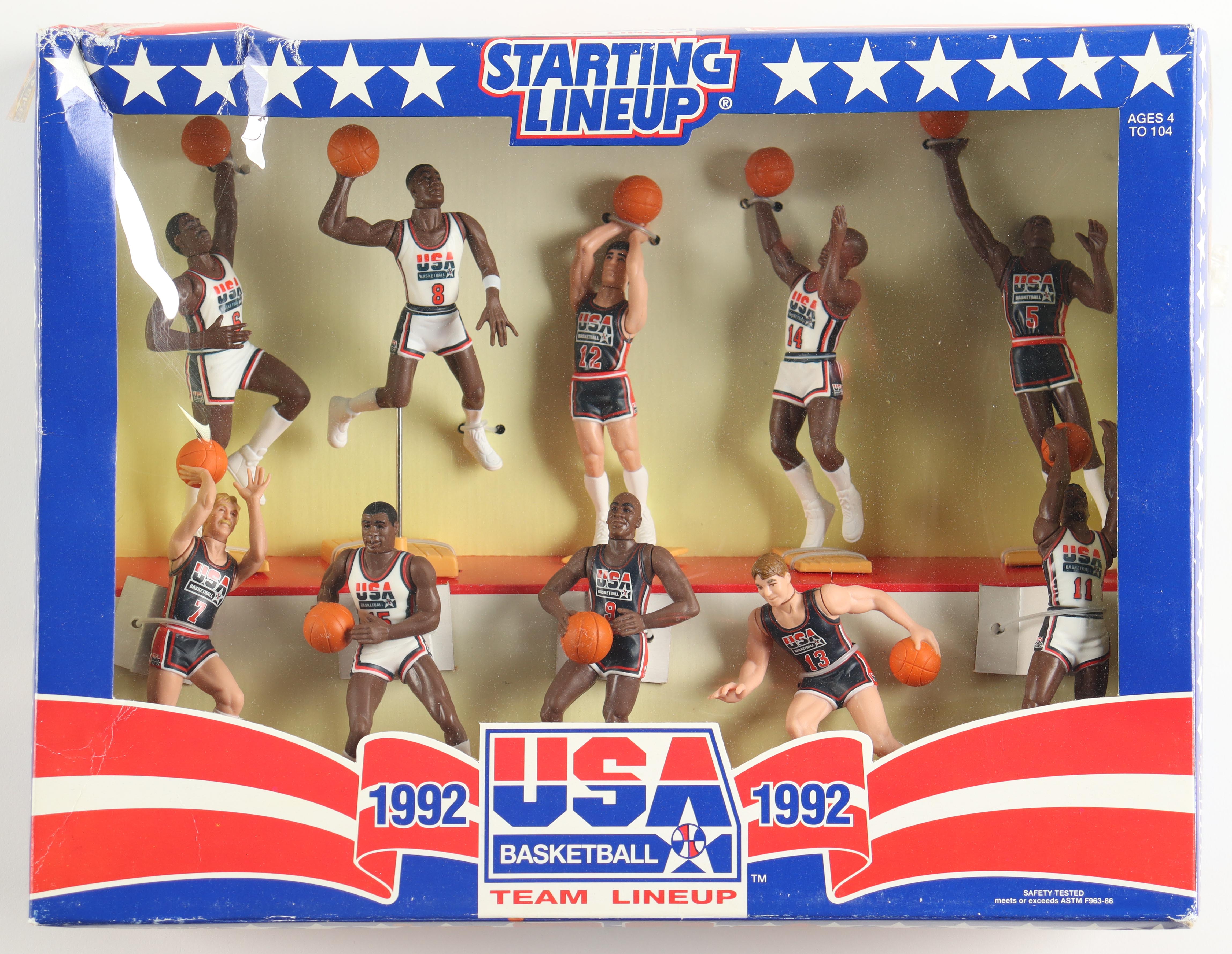 1992 Starting Lineup Team "Dream Team" USA Basketball Players Action Figure Set with Michael Jordan, Magic Johnson & Larry Bird at PristineAuction.com 1992 Starting Lineup Team "Dream Team" USA Basketball Players Action Figure Set with Michael Jordan, Magic Johnson & Larry Bird at PristineAuction.com
