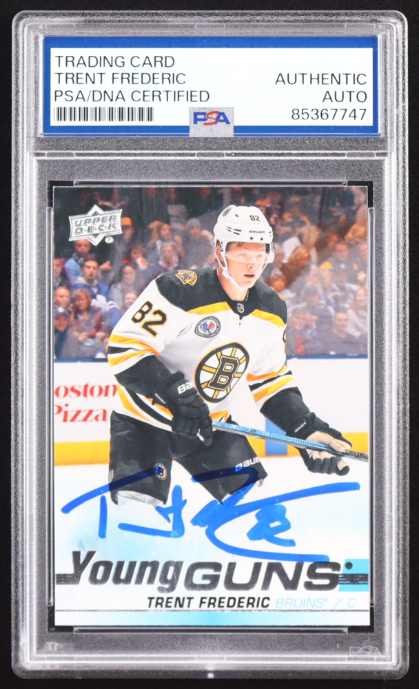 Trent Frederic Signed 2019-20 Upper Deck #472 YG RC (PSA) at PristineAuction.com Trent Frederic Signed 2019-20 Upper Deck #472 YG RC (PSA) at PristineAuction.com