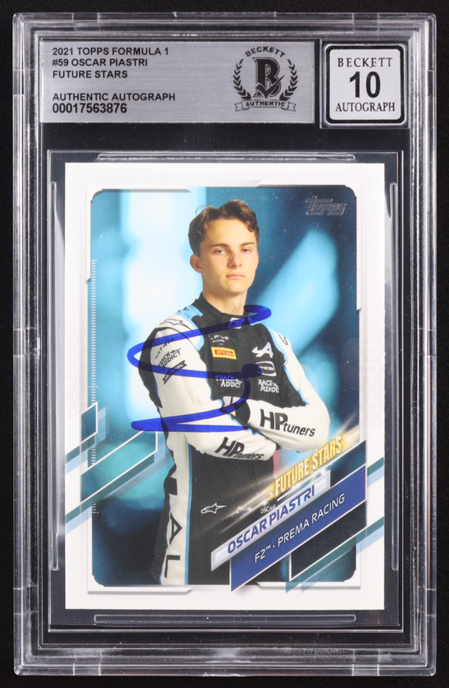 Oscar Piastri Signed 2021 Topps Formula 1 #59 Future Star (BGS | Auto 10) at PristineAuction.com Oscar Piastri Signed 2021 Topps Formula 1 #59 Future Star (BGS | Auto 10) at PristineAuction.com