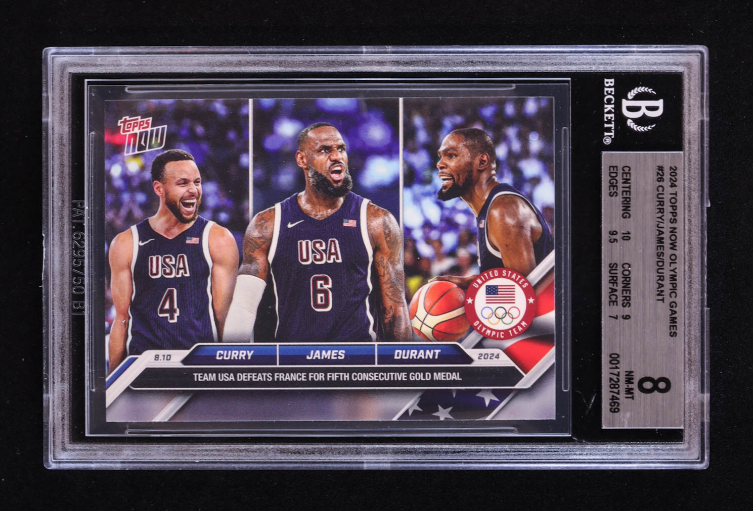 Stephen Curry / LeBron James / Kevin Durant 2024 Topps Now Olympic Games #26 (BGS 8) at PristineAuction.com Stephen Curry / LeBron James / Kevin Durant 2024 Topps Now Olympic Games #26 (BGS 8) at PristineAuction.com