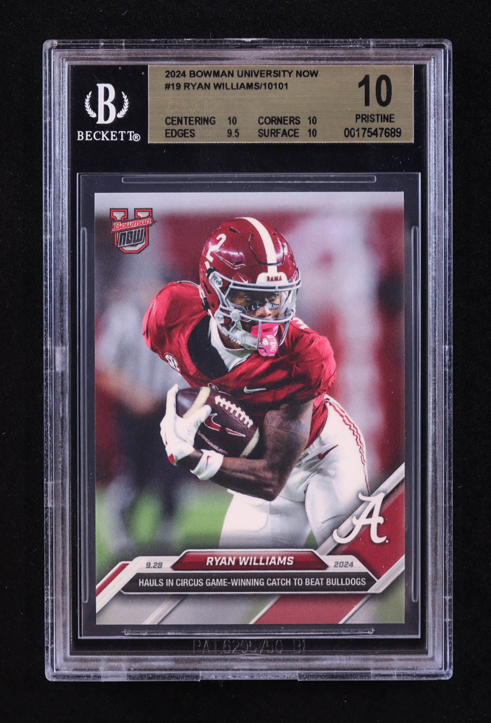 Ryan Williams 2024 Bowman University Now #19 RC (BGS 10) at PristineAuction.com Ryan Williams 2024 Bowman University Now #19 RC (BGS 10) at PristineAuction.com