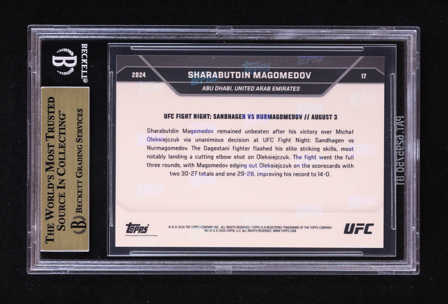 Sharabutdin Magomedov 2024 Topps Now UFC #17 RC (BGS 10) at PristineAuction.com Sharabutdin Magomedov 2024 Topps Now UFC #17 RC (BGS 10) at PristineAuction.com