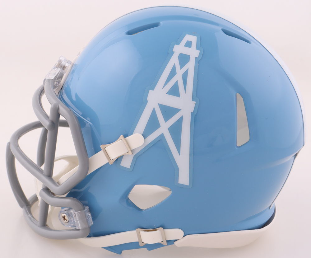 Warren Moon Signed Oilers Throwback Speed Mini Helmet Inscribed "HOF 06" (Beckett) at PristineAuction.com Warren Moon Signed Oilers Throwback Speed Mini Helmet Inscribed "HOF 06" (Beckett) at PristineAuction.com