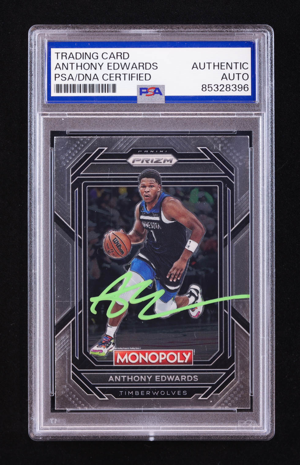 Anthony Edwards Signed 2022-23 Panini Prizm Monopoly #53 (PSA) at PristineAuction.com Anthony Edwards Signed 2022-23 Panini Prizm Monopoly #53 (PSA) at PristineAuction.com