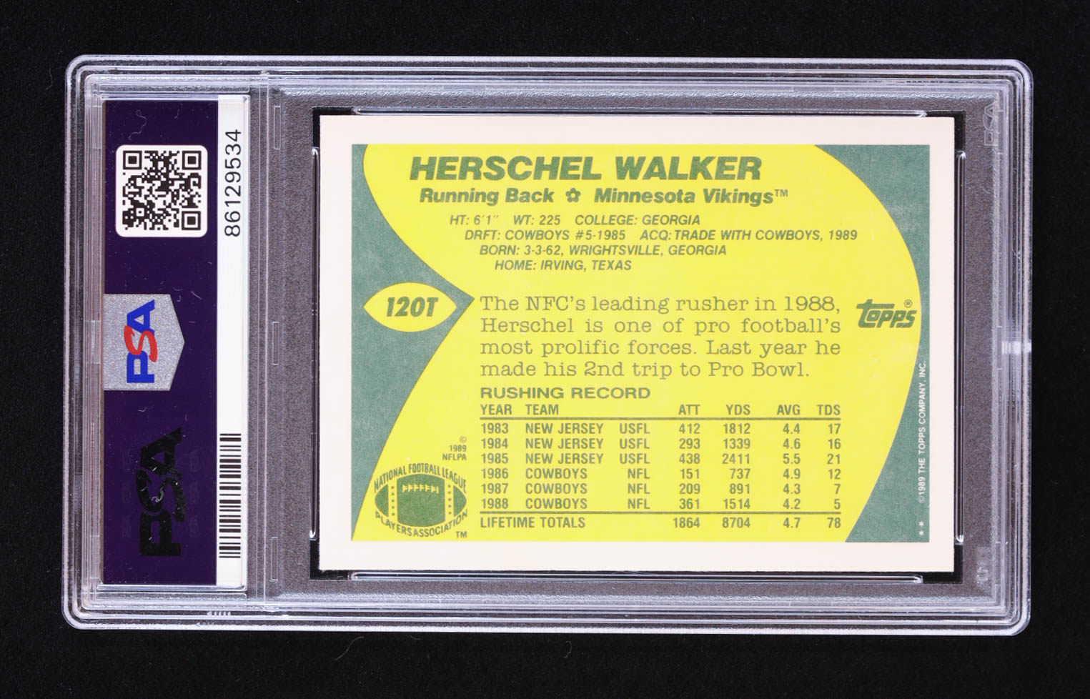 Herschel Walker 1989 Topps Traded #120T (PSA 10) at PristineAuction.com Herschel Walker 1989 Topps Traded #120T (PSA 10) at PristineAuction.com
