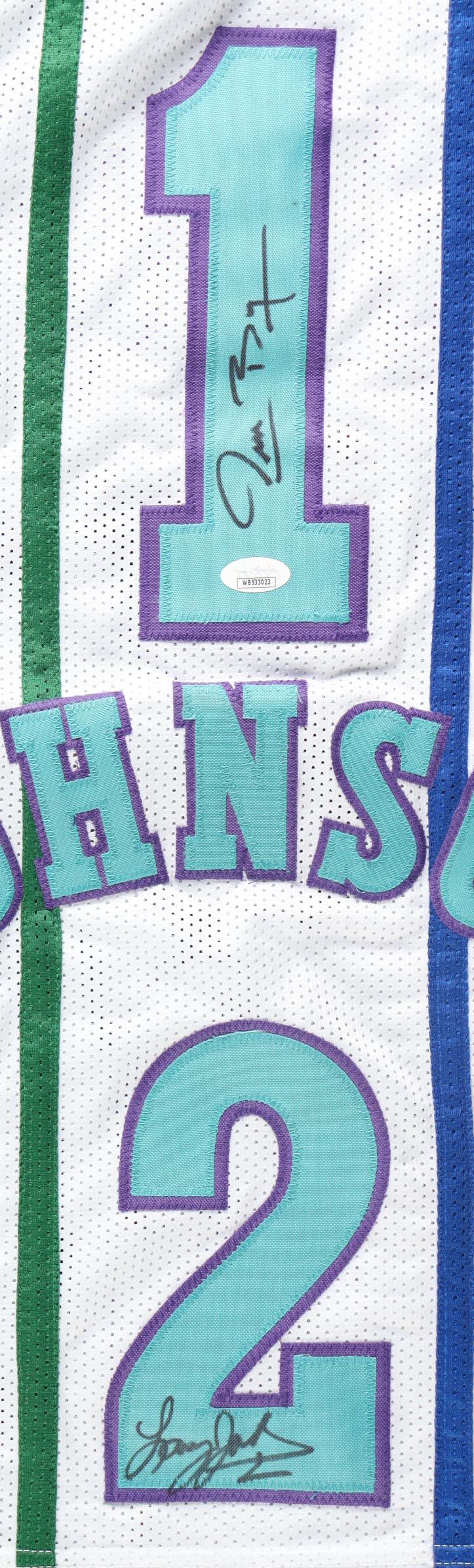 Muggsy Bogues & Larry Johnson Signed Jersey (JSA) at PristineAuction.com Muggsy Bogues & Larry Johnson Signed Jersey (JSA) at PristineAuction.com