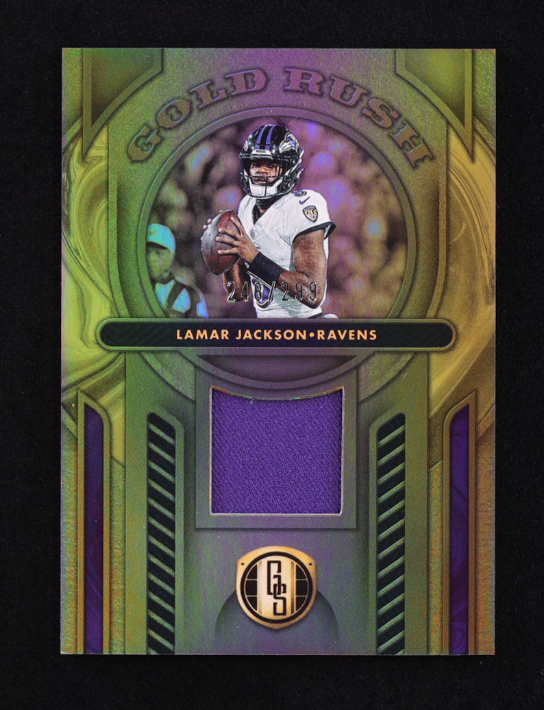 Lamar Jackson 2024 Panini Gold Standard Gold Rush Jerseys #GRLJN #246/299 at PristineAuction.com Lamar Jackson 2024 Panini Gold Standard Gold Rush Jerseys #GRLJN #246/299 at PristineAuction.com
