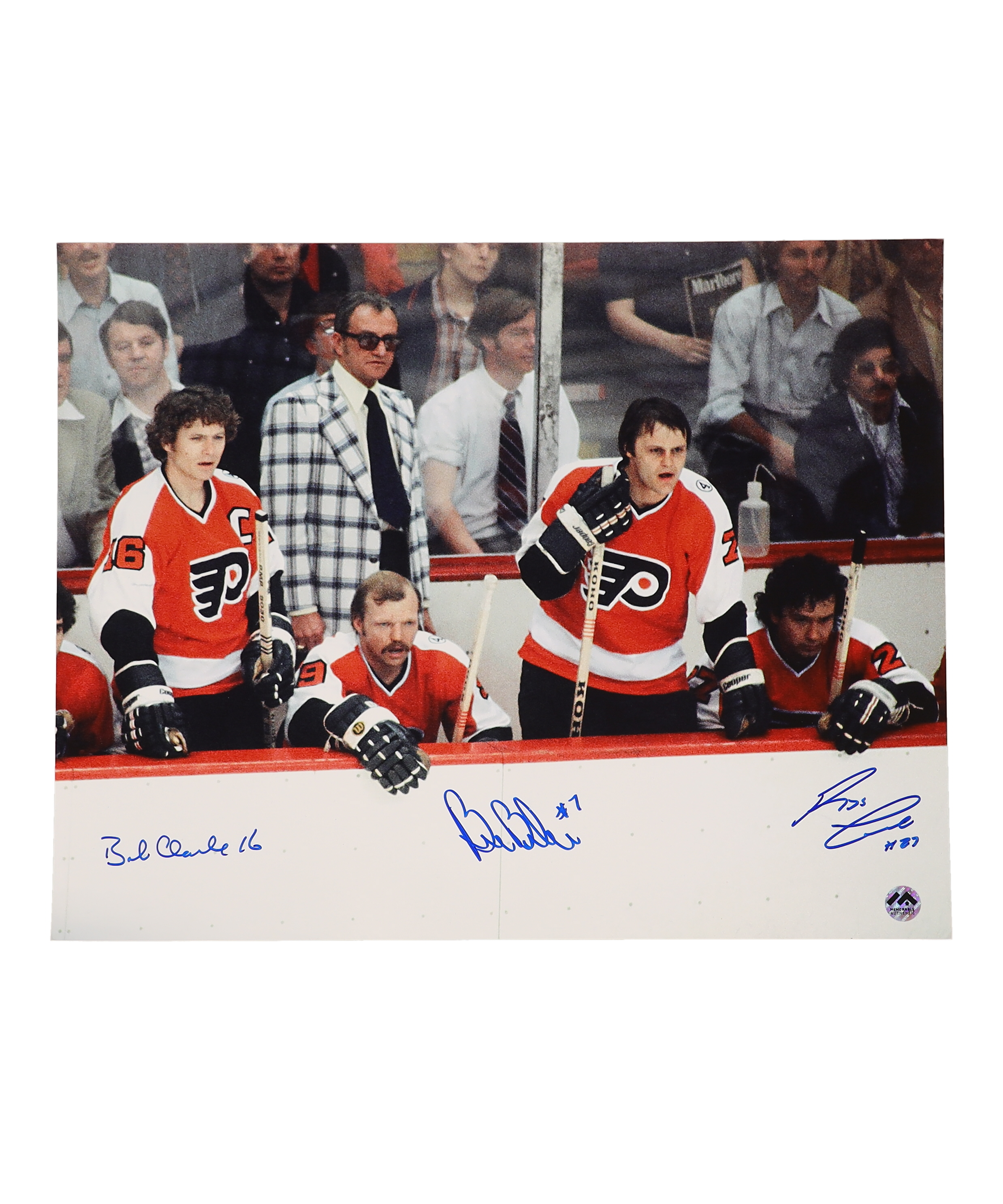 Bobby Clark, Bill Barber & Dave Shultz Signed Flyers 11x14 Photo (MA) at PristineAuction.com Bobby Clark, Bill Barber & Dave Shultz Signed Flyers 11x14 Photo (MA) at PristineAuction.com