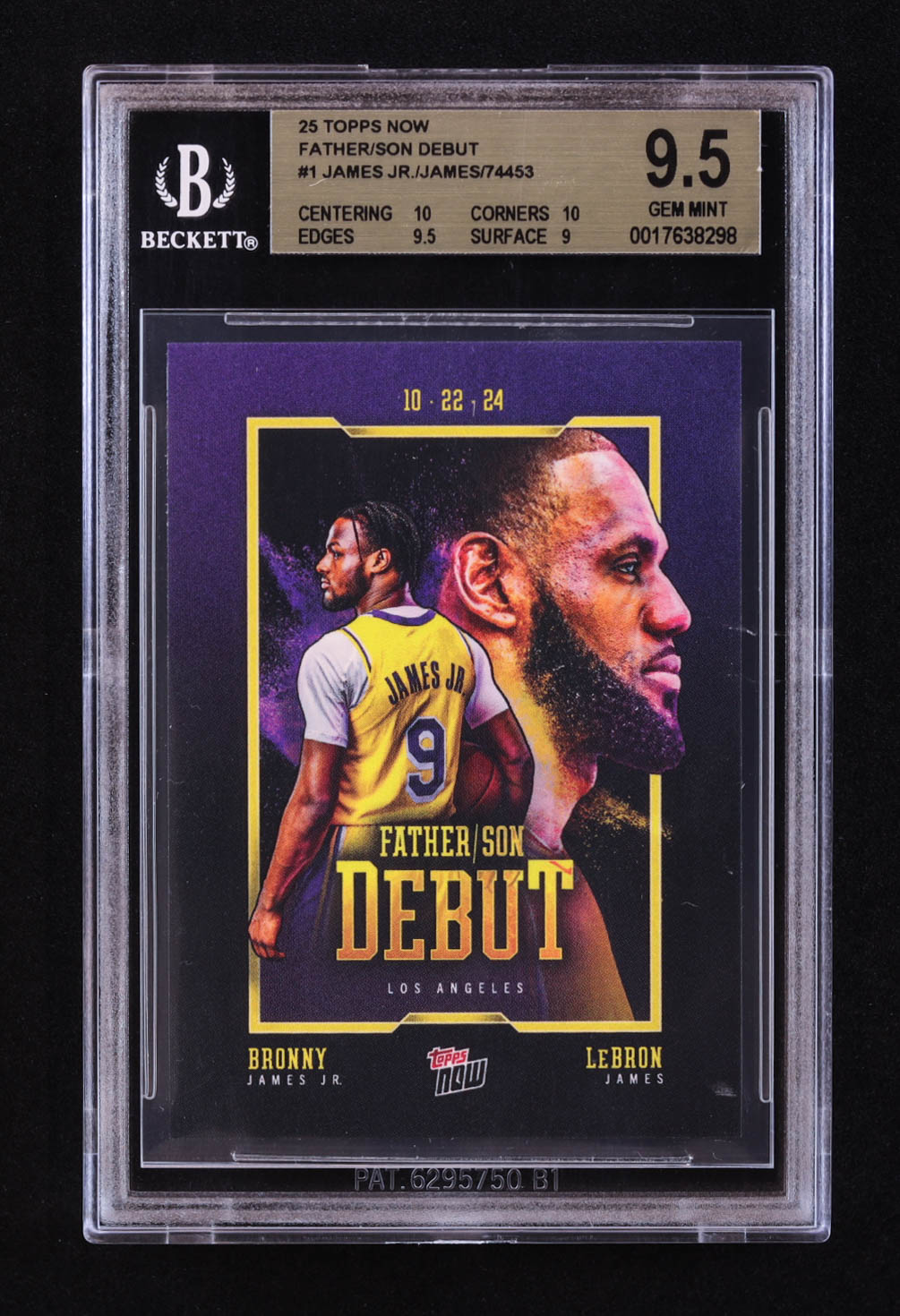 Bronny James Jr. RC / LeBron James 2024-25 Topps Now #1 (BGS 9.5) at PristineAuction.com Bronny James Jr. RC / LeBron James 2024-25 Topps Now #1 (BGS 9.5) at PristineAuction.com