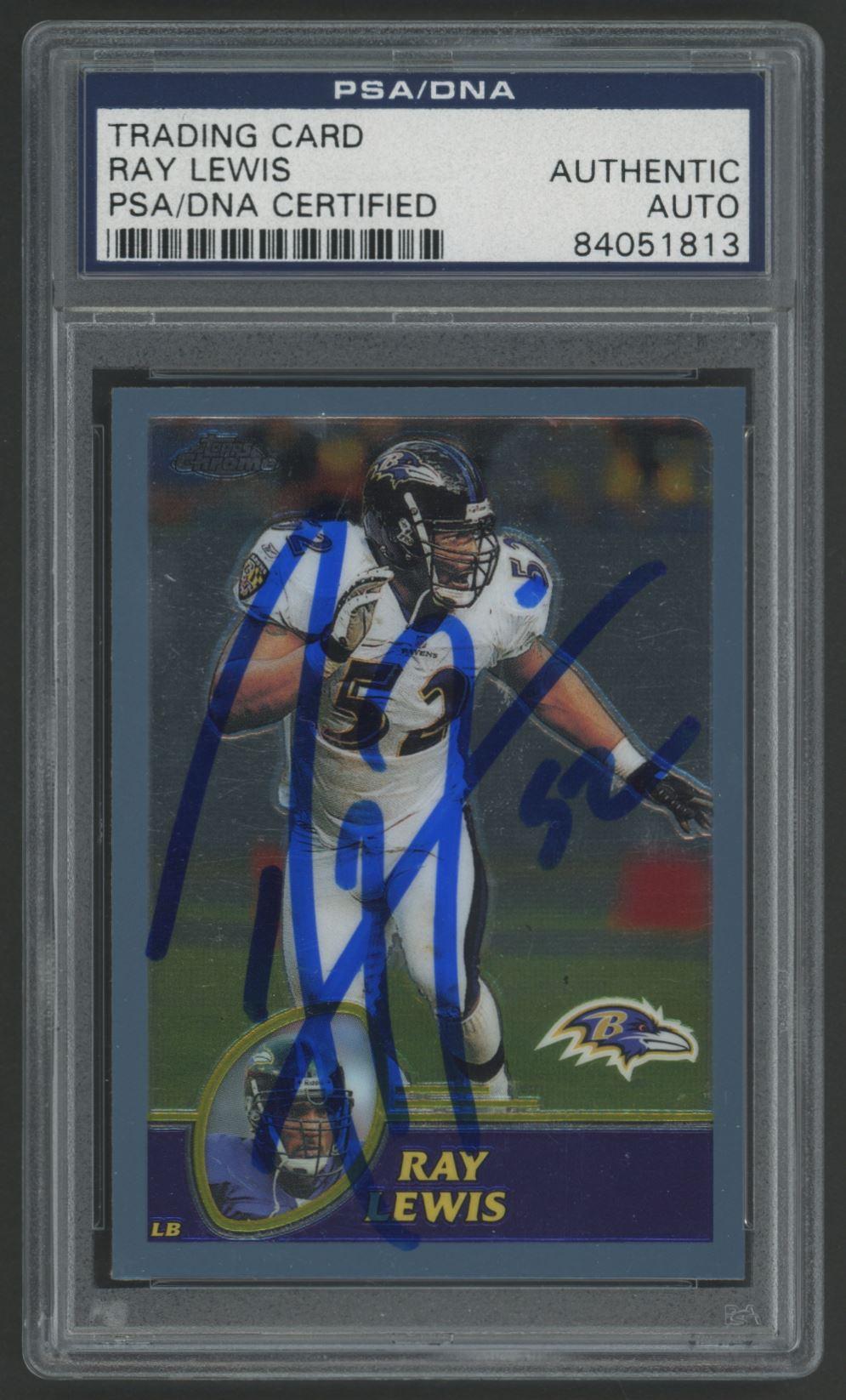 Ray Lewis Signed 2003 Topps Chrome #128 (PSA) at PristineAuction.com Ray Lewis Signed 2003 Topps Chrome #128 (PSA) at PristineAuction.com