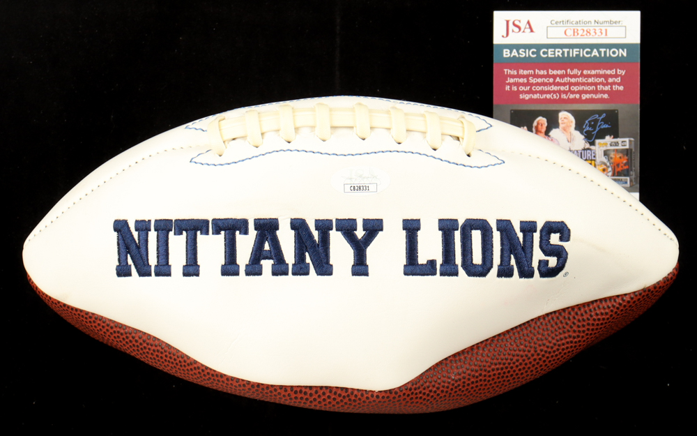 Drew Allar Signed Penn State Nittany Lions Logo Football inscribed "We Are!" (JSA) at PristineAuction.com Drew Allar Signed Penn State Nittany Lions Logo Football inscribed "We Are!" (JSA) at PristineAuction.com
