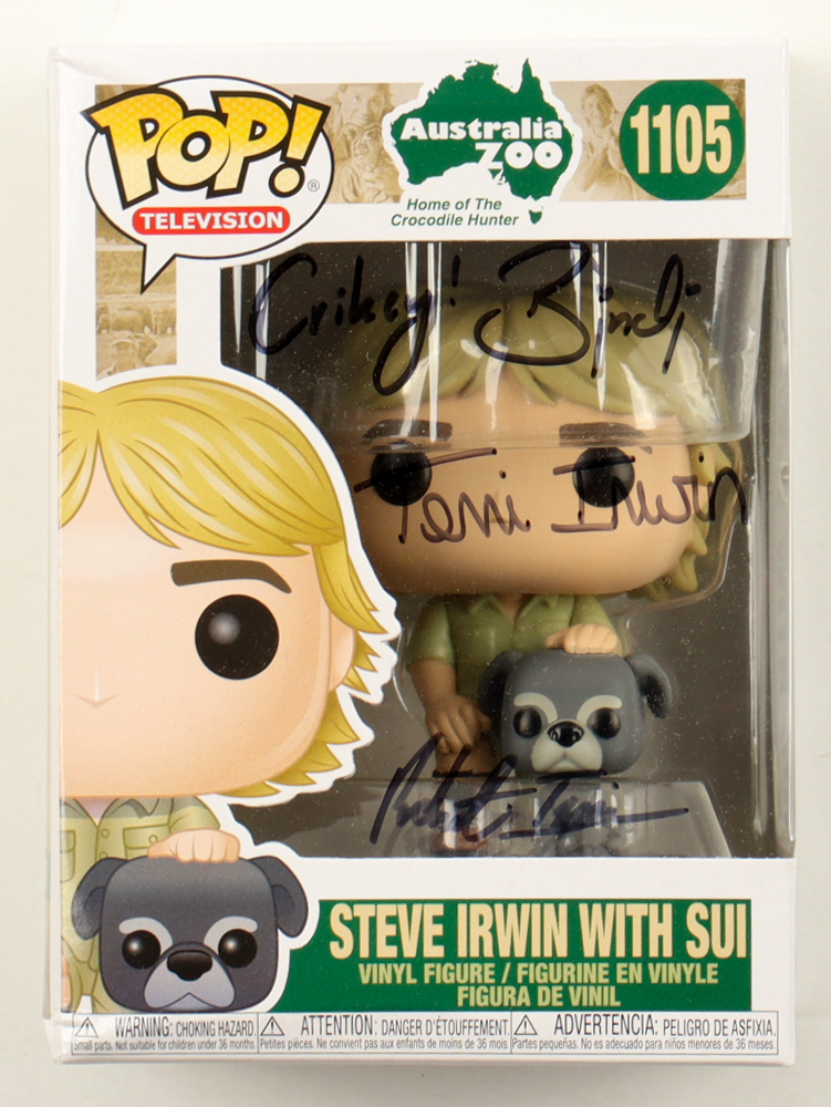 Terri Irwin, Bindi Irwin & Robert Irwin Signed "Australia Zoo" #1105 Steve Irwin With Sui Funko Pop! Television Vinyl Figure Inscribed "Crikey!" (JSA) at PristineAuction.com Terri Irwin, Bindi Irwin & Robert Irwin Signed "Australia Zoo" #1105 Steve Irwin With Sui Funko Pop! Television Vinyl Figure Inscribed "Crikey!" (JSA) at PristineAuction.com