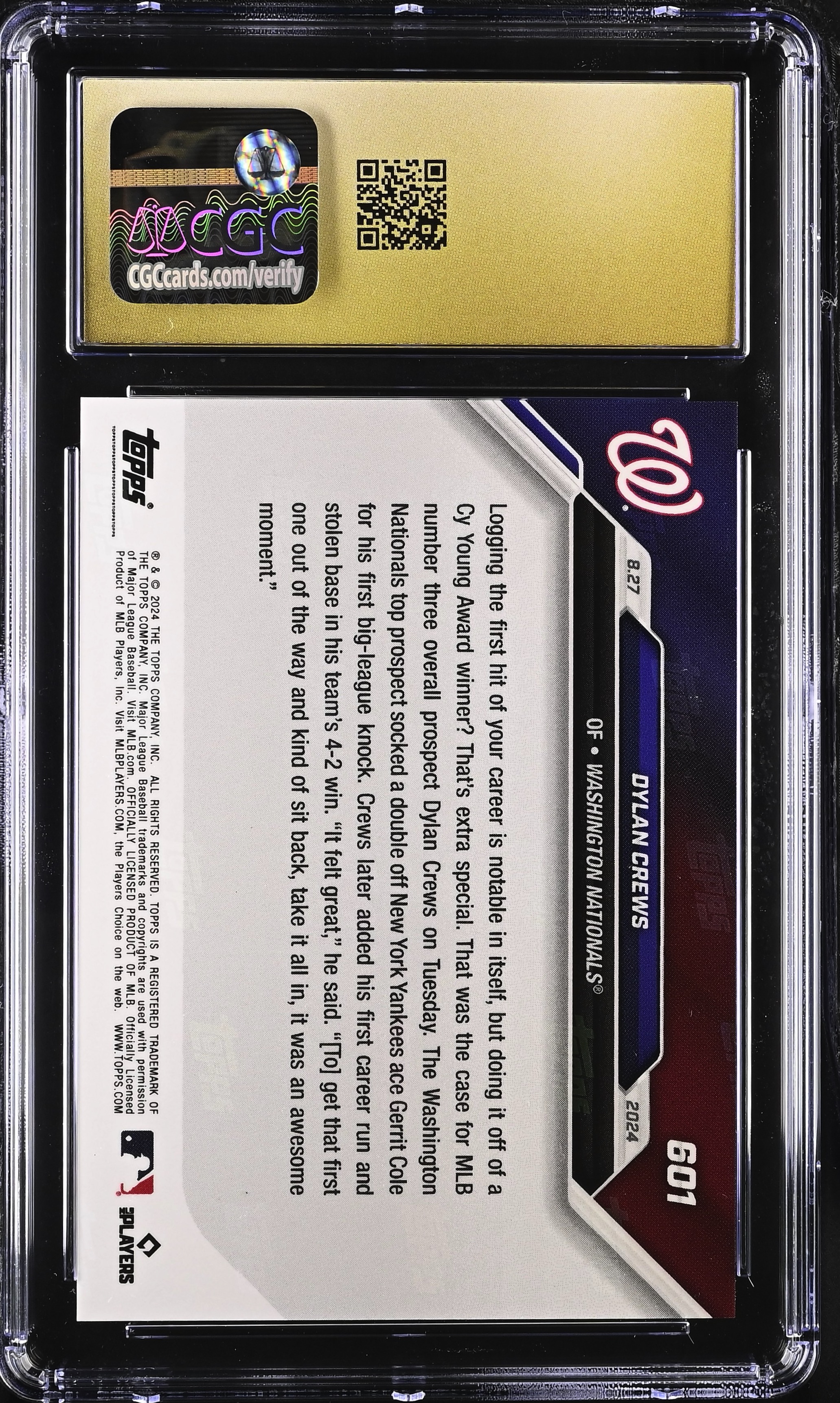 Dylan Crews 2024 Topps Now #601 "Call-Up" RC (CGC 10 | Black Label) at PristineAuction.com Dylan Crews 2024 Topps Now #601 "Call-Up" RC (CGC 10 | Black Label) at PristineAuction.com