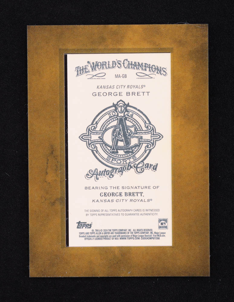 George Brett 2024 Topps Allen and Ginter Framed Mini Autographs #MAGB at PristineAuction.com George Brett 2024 Topps Allen and Ginter Framed Mini Autographs #MAGB at PristineAuction.com