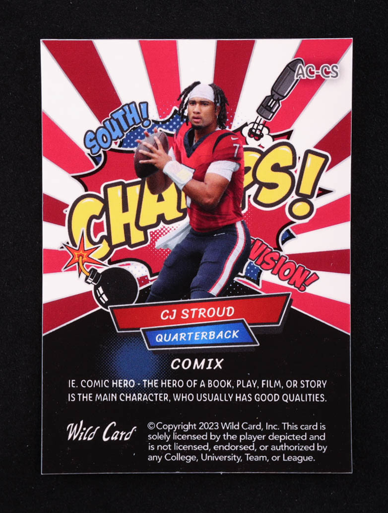 CJ Stroud 2023 Wild Card Alumination Comix Disco Silver #ACCS #31/40 RC at PristineAuction.com CJ Stroud 2023 Wild Card Alumination Comix Disco Silver #ACCS #31/40 RC at PristineAuction.com