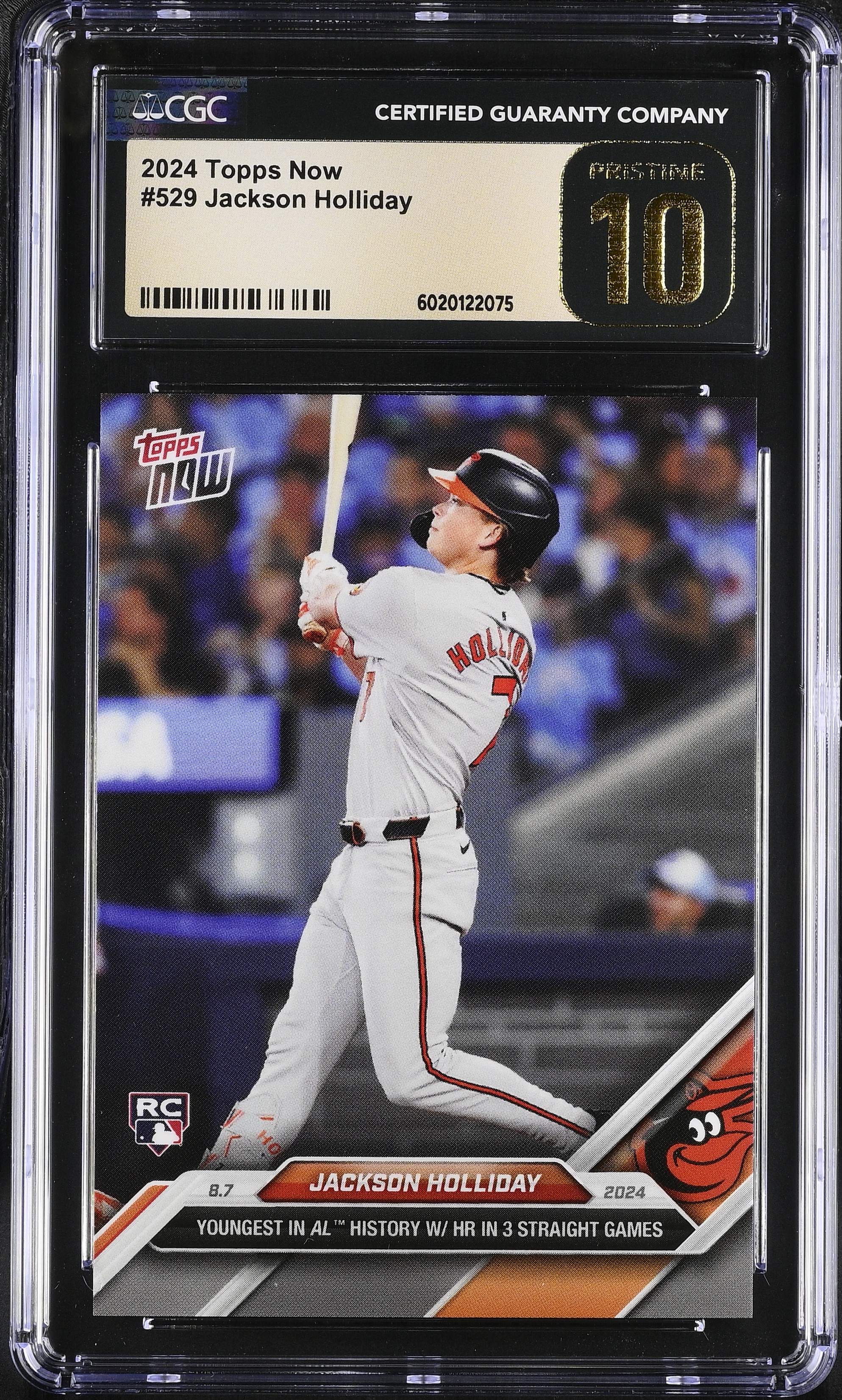 Jackson Holliday 2024 Topps Now #529 RC (CGC 10 | Black Label) at PristineAuction.com Jackson Holliday 2024 Topps Now #529 RC (CGC 10 | Black Label) at PristineAuction.com
