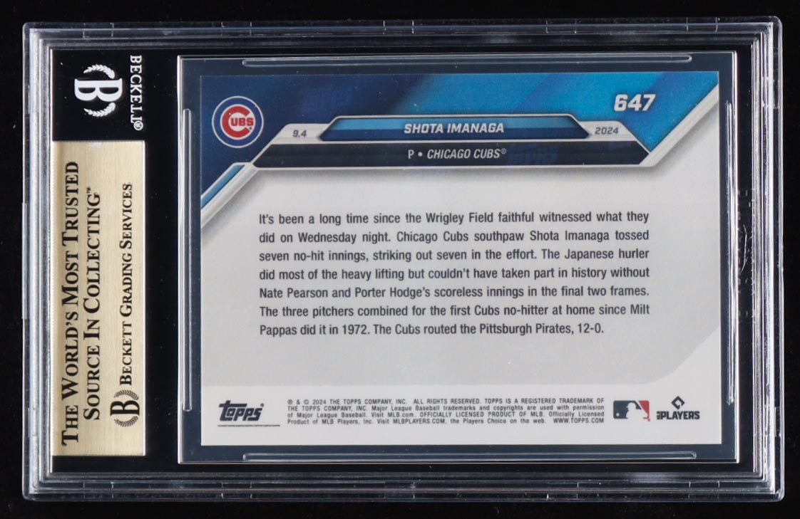 Shota Imanago 2024 Topps Now #647 RC (BGS 10) at PristineAuction.com Shota Imanago 2024 Topps Now #647 RC (BGS 10) at PristineAuction.com