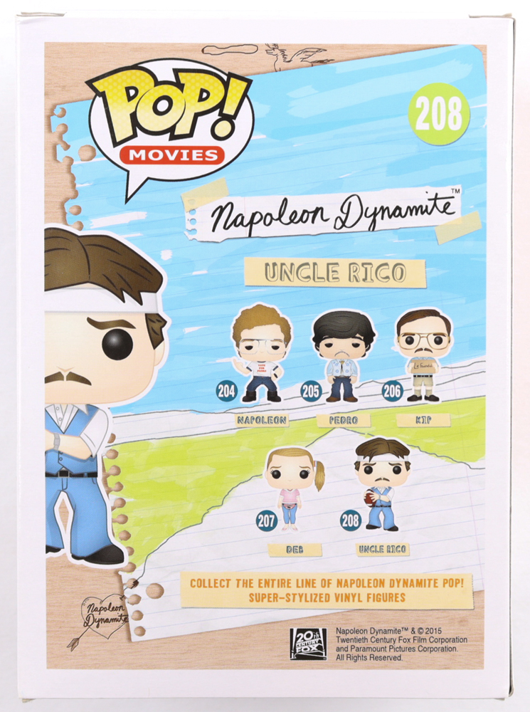 Jon Gries Signed "Napoleon Dynamite" #208 Uncle Rico Funko Pop! Vinyl Figure with Hand-Sketched Football (Beckett) at PristineAuction.com Jon Gries Signed "Napoleon Dynamite" #208 Uncle Rico Funko Pop! Vinyl Figure with Hand-Sketched Football (Beckett) at PristineAuction.com