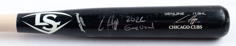 Ian Happ Signed Game Used Louisville Slugger Baseball Bat Inscribed "Game Used 2022" (JSA) at PristineAuction.com Ian Happ Signed Game Used Louisville Slugger Baseball Bat Inscribed "Game Used 2022" (JSA) at PristineAuction.com