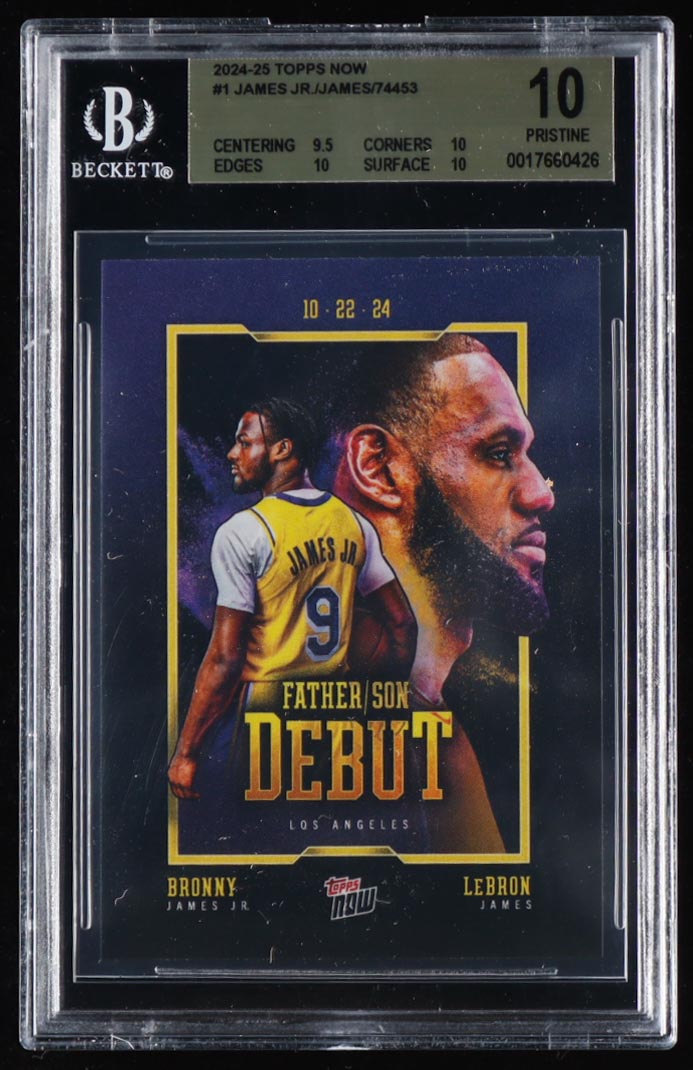 LeBron James | Bronny James Jr. 2024-25 Topps Now #1 (BGS 10) at PristineAuction.com LeBron James | Bronny James Jr. 2024-25 Topps Now #1 (BGS 10) at PristineAuction.com
