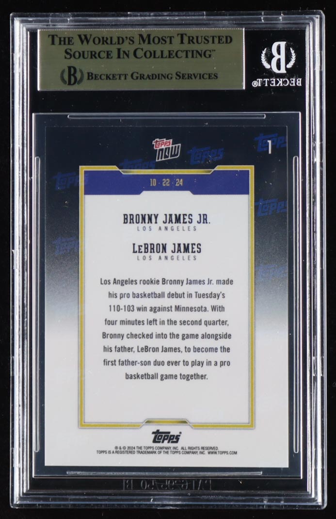 LeBron James | Bronny James Jr. 2024-25 Topps Now #1 (BGS 10) at PristineAuction.com LeBron James | Bronny James Jr. 2024-25 Topps Now #1 (BGS 10) at PristineAuction.com