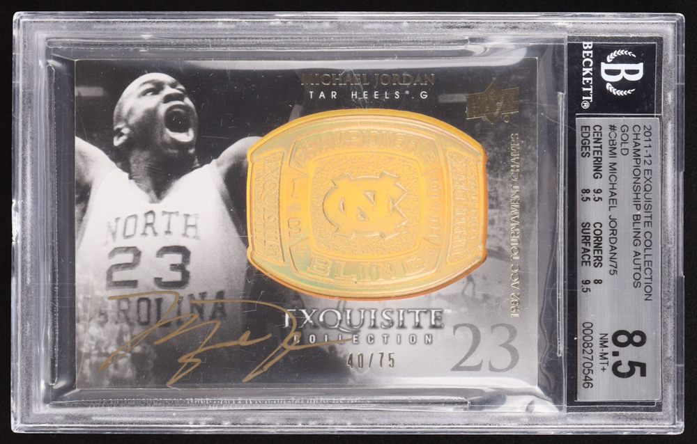 Michael Jordan 2011-12 Upper Deck Exquisite Collection Championship Bling Autos Gold #CBMI 40/75 (BGS 8.5) at PristineAuction.com Michael Jordan 2011-12 Upper Deck Exquisite Collection Championship Bling Autos Gold #CBMI 40/75 (BGS 8.5) at PristineAuction.com