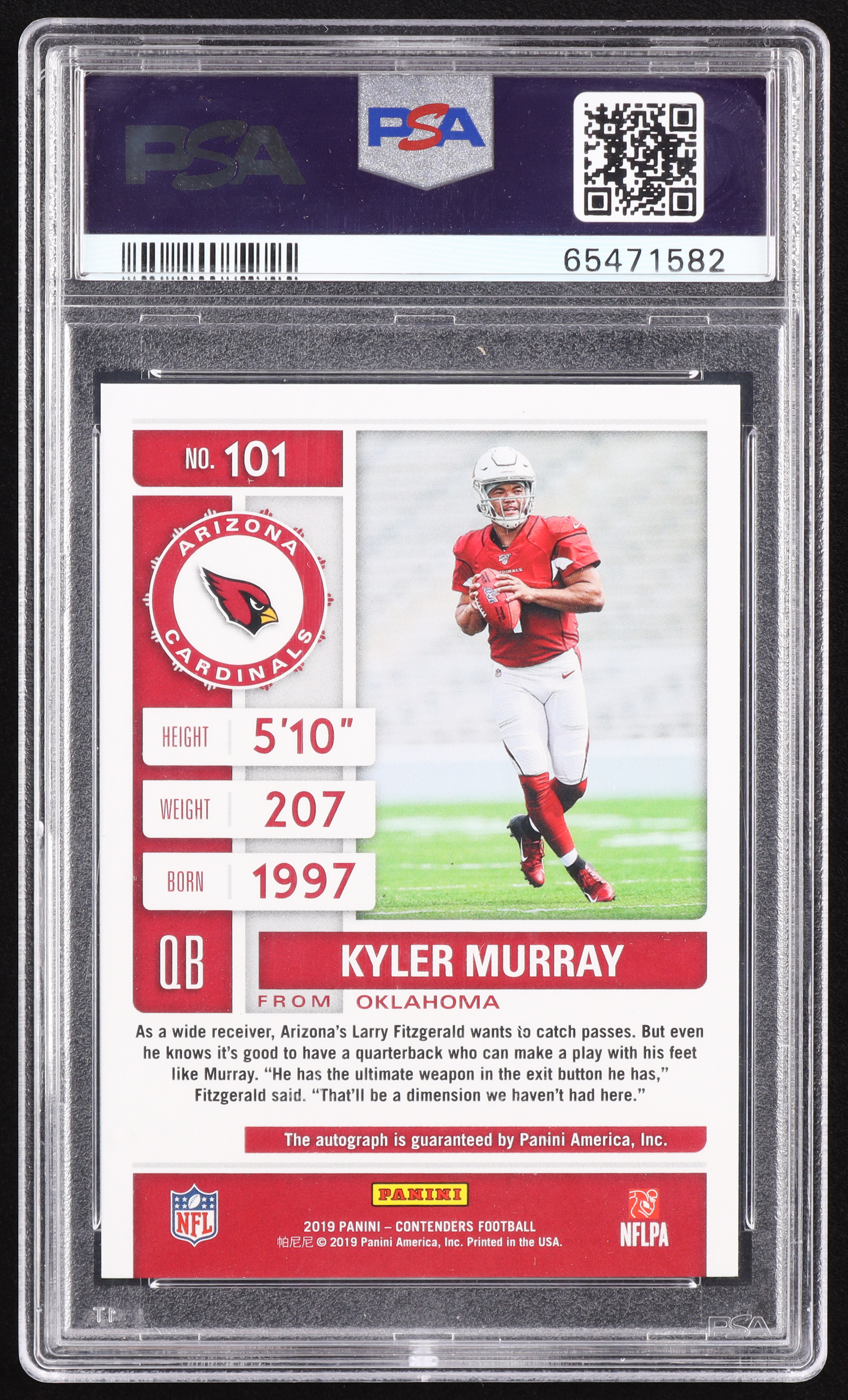 Kyler Murray 2019 Panini Contenders Team Logo Autograph #101 RC (PSA 10) at PristineAuction.com Kyler Murray 2019 Panini Contenders Team Logo Autograph #101 RC (PSA 10) at PristineAuction.com
