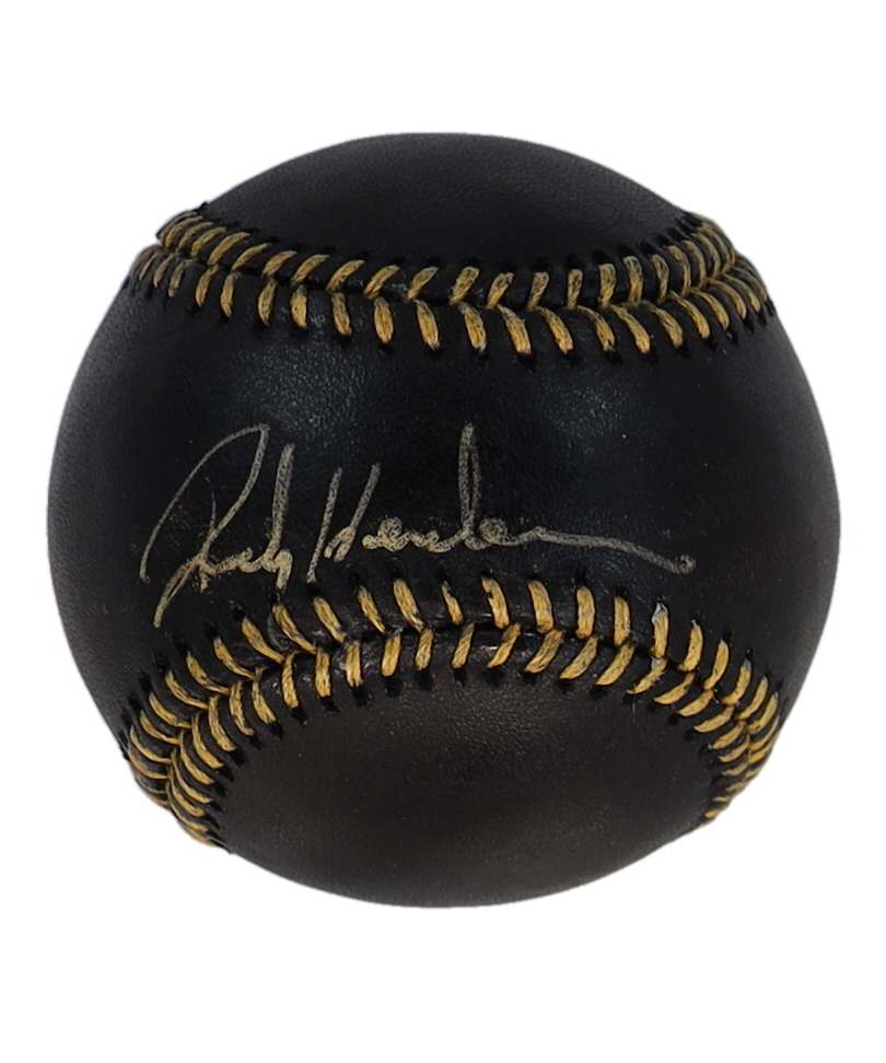 Rickey Henderson Signed OML Black Leather Baseball (PSA 9.5) at PristineAuction.com Rickey Henderson Signed OML Black Leather Baseball (PSA 9.5) at PristineAuction.com
