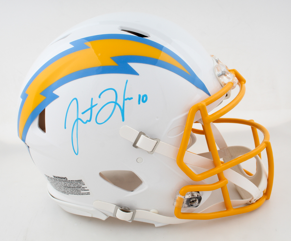 Justin Herbert Signed Chargers Full-Size Authentic On-Field Speed Helmet (Beckett) at PristineAuction.com Justin Herbert Signed Chargers Full-Size Authentic On-Field Speed Helmet (Beckett) at PristineAuction.com