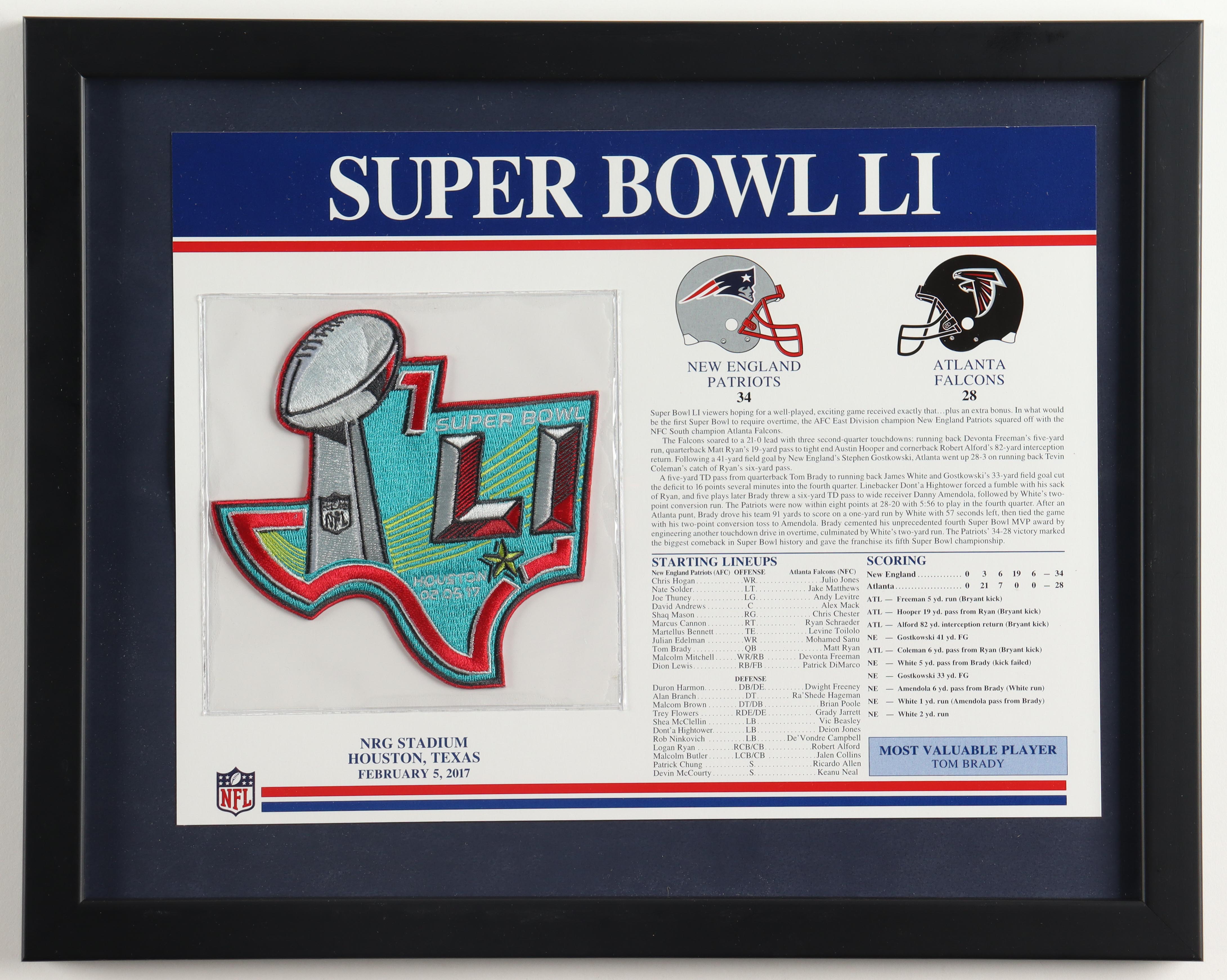 2017 Patriots Super Bowl LI Uniform Patch Custom Framed Display at PristineAuction.com 2017 Patriots Super Bowl LI Uniform Patch Custom Framed Display at PristineAuction.com