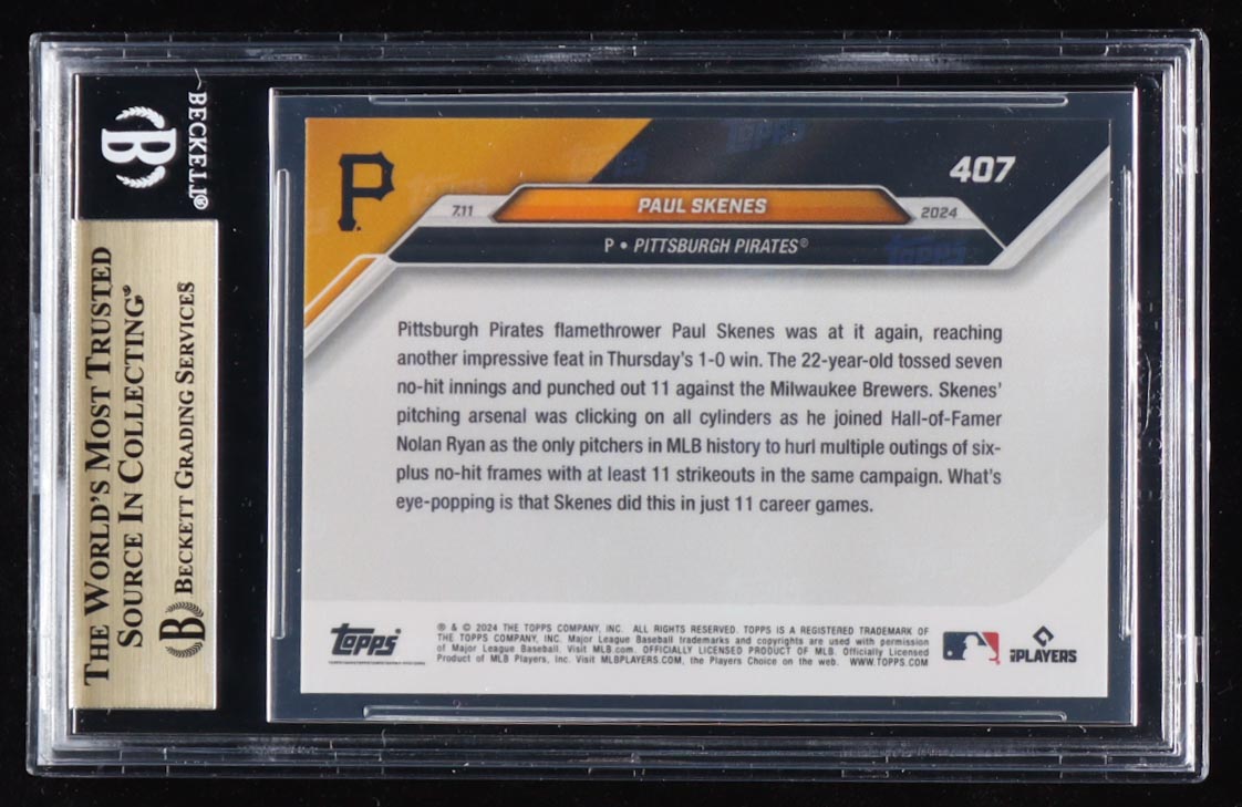 Paul Skenes 2024 Topps Now #407 RC (BGS 10) at PristineAuction.com Paul Skenes 2024 Topps Now #407 RC (BGS 10) at PristineAuction.com