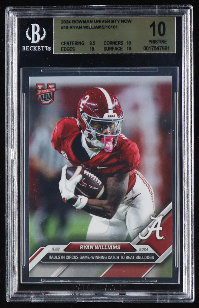Ryan Williams 2024 Bowman U Now #19 RC (BGS 10) at PristineAuction.com Ryan Williams 2024 Bowman U Now #19 RC (BGS 10) at PristineAuction.com