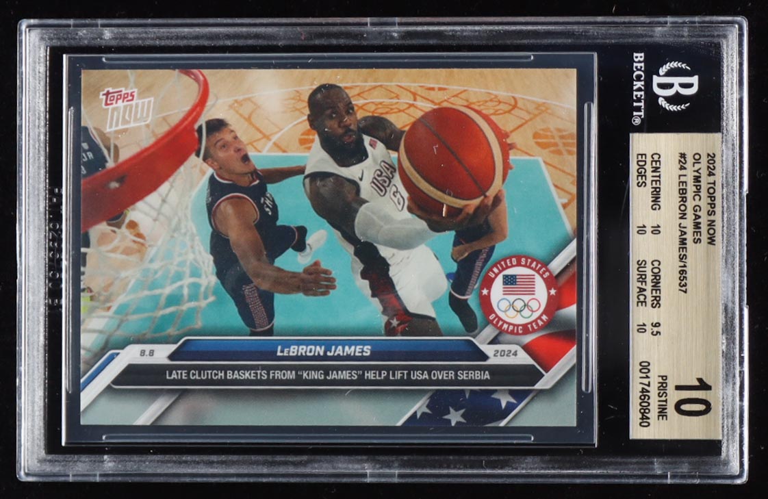 LeBron James 2024 Topps Now Olympic Games #24 (BGS 10) at PristineAuction.com LeBron James 2024 Topps Now Olympic Games #24 (BGS 10) at PristineAuction.com
