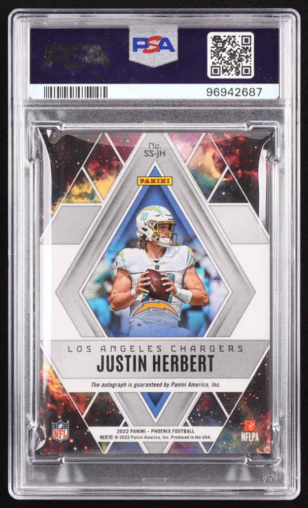 Justin Herbert 2022 Panini Phoenix Star Signs #2 (PSA 8) at PristineAuction.com Justin Herbert 2022 Panini Phoenix Star Signs #2 (PSA 8) at PristineAuction.com