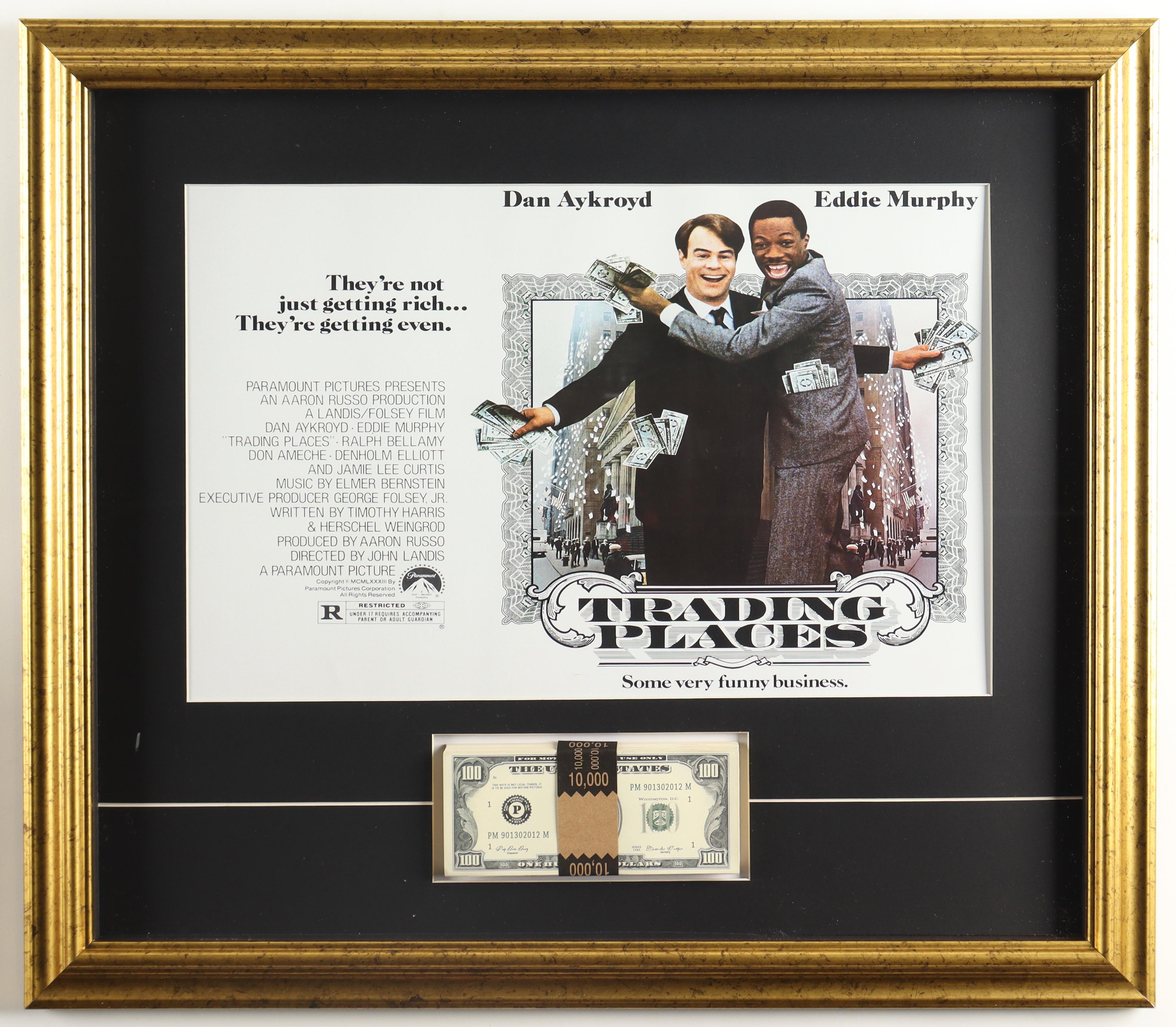 "Trading Places" Custom Framed Movie Poster with Replica Money Stack at PristineAuction.com "Trading Places" Custom Framed Movie Poster with Replica Money Stack at PristineAuction.com