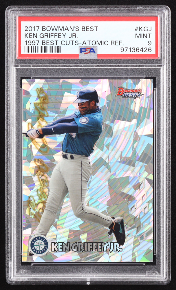 Ken Griffey Jr. 2017 Bowman's Best '97 Best Cuts Atomic Refractors #97BCKGJ (PSA 9) at PristineAuction.com Ken Griffey Jr. 2017 Bowman's Best '97 Best Cuts Atomic Refractors #97BCKGJ (PSA 9) at PristineAuction.com