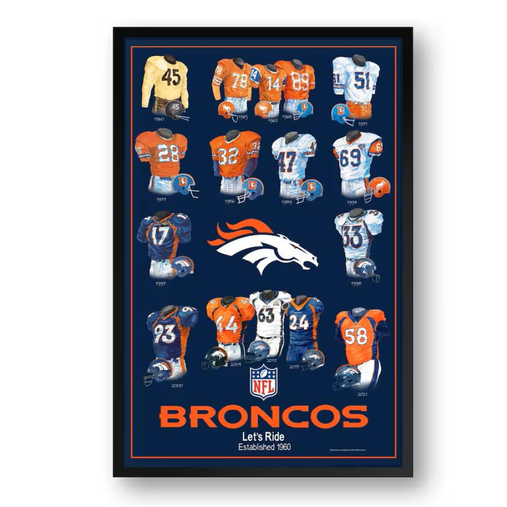 Broncos Custom Framed "Heritage Uniform" Photo at PristineAuction.com