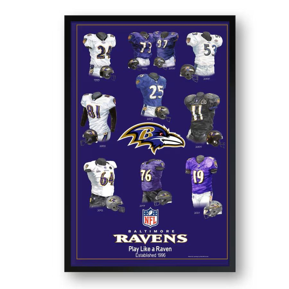 Ravens Custom Framed "Heritage Uniform" Photo at PristineAuction.com Ravens Custom Framed "Heritage Uniform" Photo at PristineAuction.com