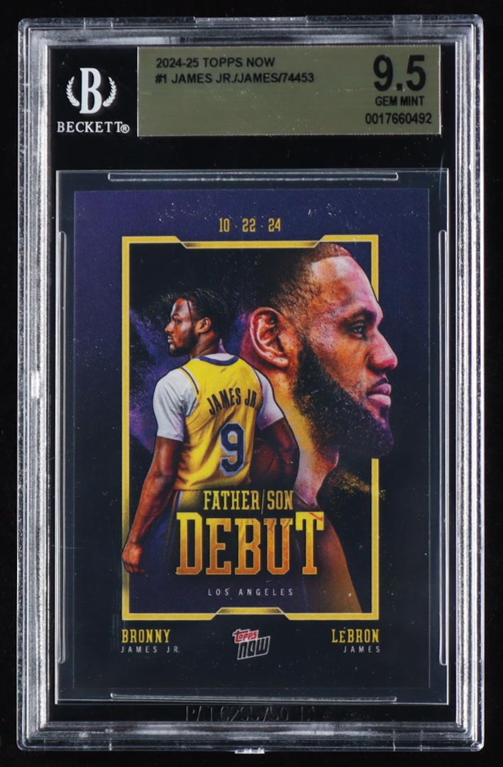 LeBron James | Bronny James Jr. 2024-25 Topps Now #1 (BGS 9.5) at PristineAuction.com LeBron James | Bronny James Jr. 2024-25 Topps Now #1 (BGS 9.5) at PristineAuction.com
