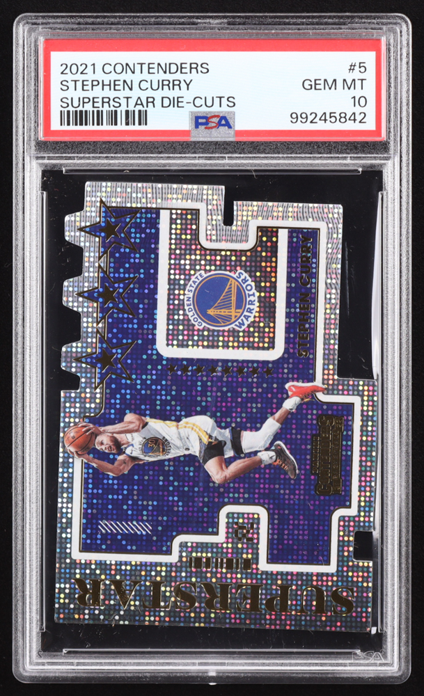 Stephen Curry 2021-22 Panini Contenders Superstar Die-Cuts #5 (PSA 10) at PristineAuction.com Stephen Curry 2021-22 Panini Contenders Superstar Die-Cuts #5 (PSA 10) at PristineAuction.com