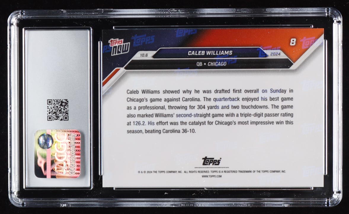 Caleb Williams 2024 Topps Now #8 RC (CGC 10) at PristineAuction.com Caleb Williams 2024 Topps Now #8 RC (CGC 10) at PristineAuction.com