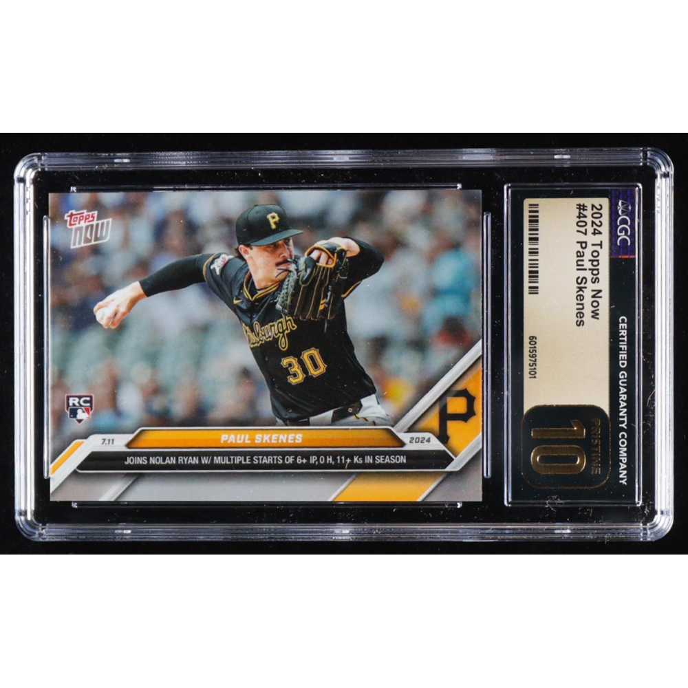 Paul Skenes 2024 Topps Now #407 RC (CGC 10 | Pristine Black Label) at PristineAuction.com