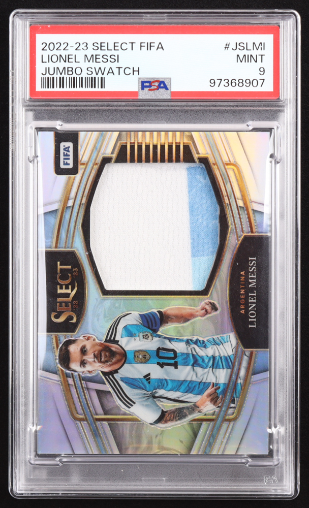 Lionel Messi 2022-23 Select FIFA Jumbo Swatches #8 (PSA 9) at PristineAuction.com Lionel Messi 2022-23 Select FIFA Jumbo Swatches #8 (PSA 9) at PristineAuction.com